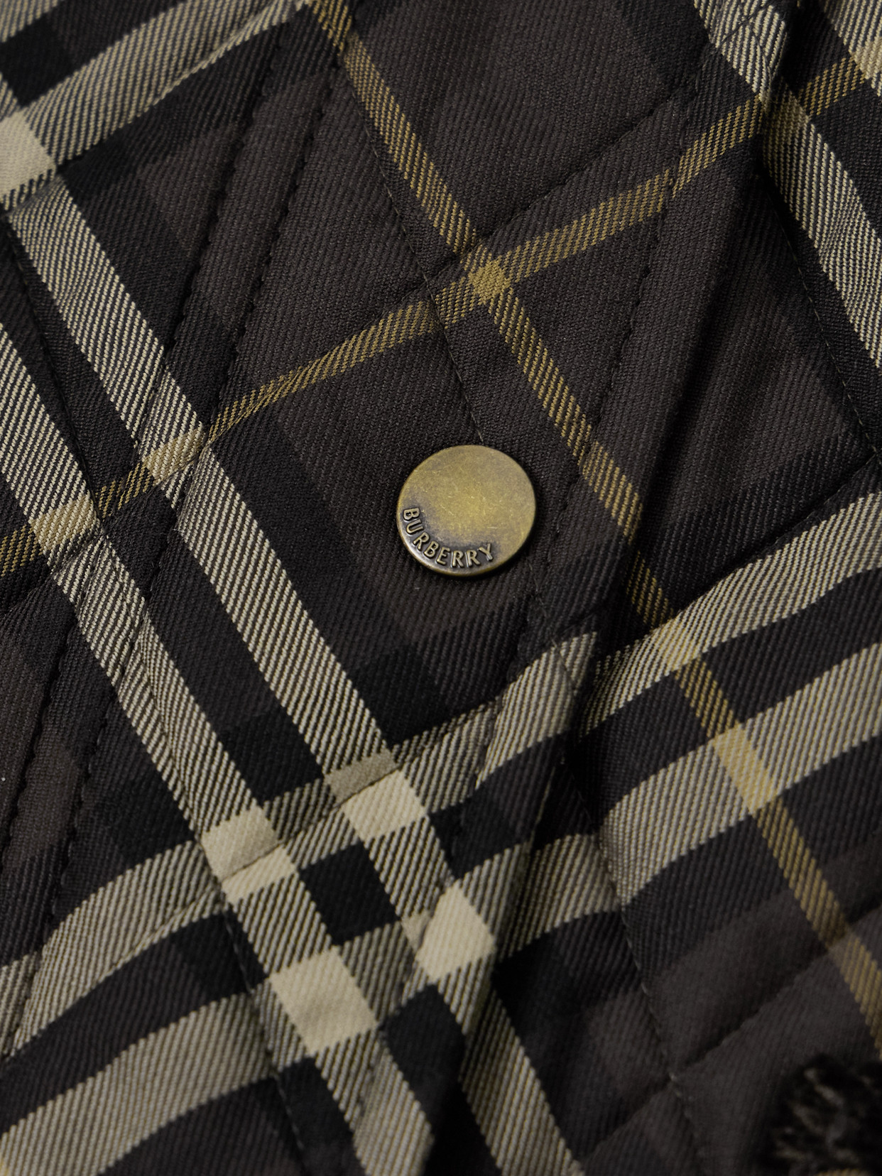 Burberry Cropped Quilted Nylon Jacket With Check Pattern Women In Brown