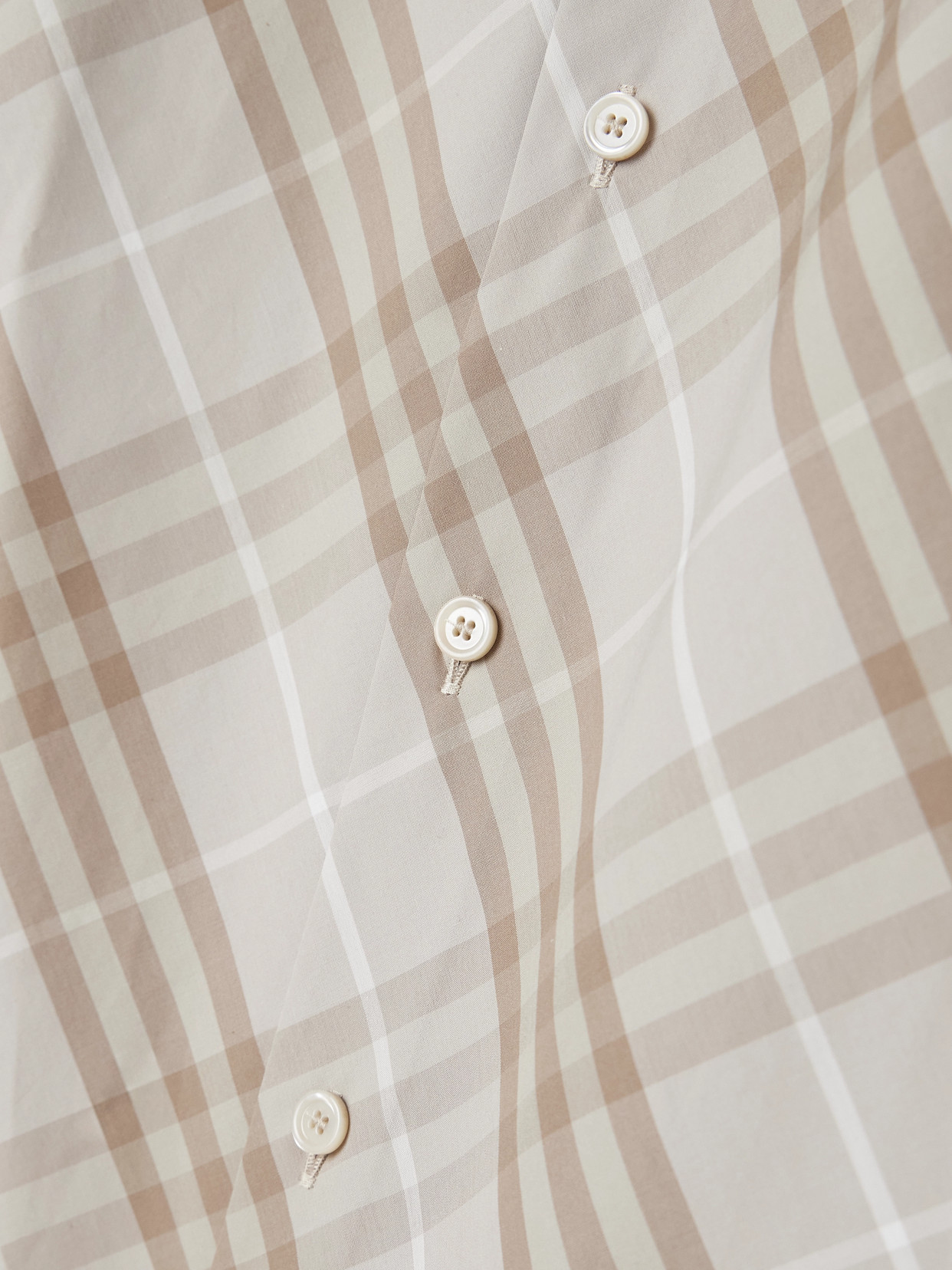 Burberry Women Beige Shirt With Pointed Collar And All-over Check Motif In Cotton Woman In Neutral