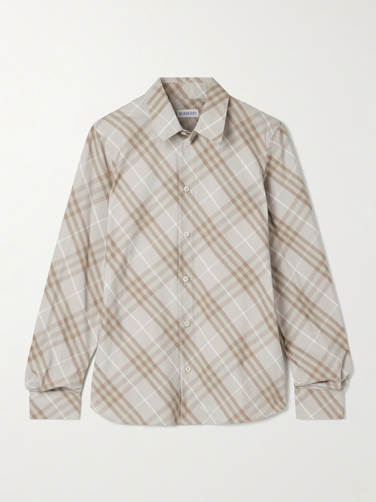 Burberry Women Beige Shirt With Pointed Collar And All-over Check Motif In Cotton Woman In Neutral
