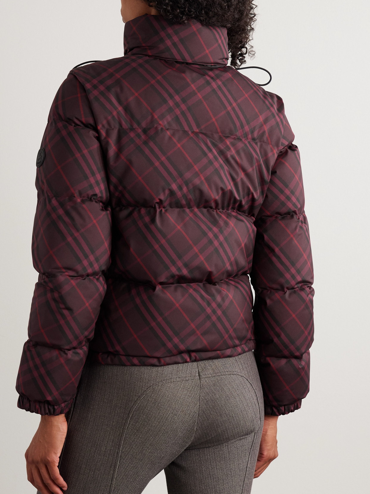 Burberry Hooded Checked Quilted Shell Jacket In Red