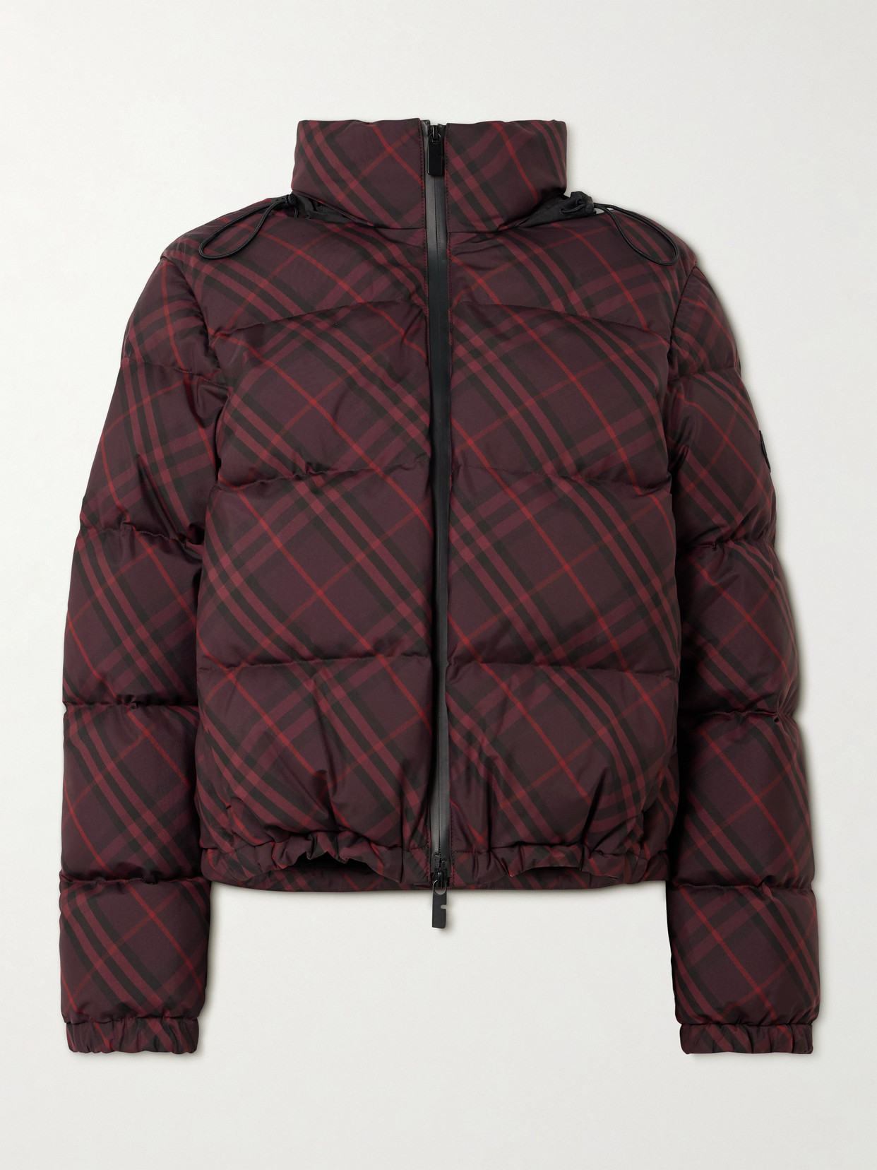 Burberry Hooded Checked Quilted Shell Jacket In Red