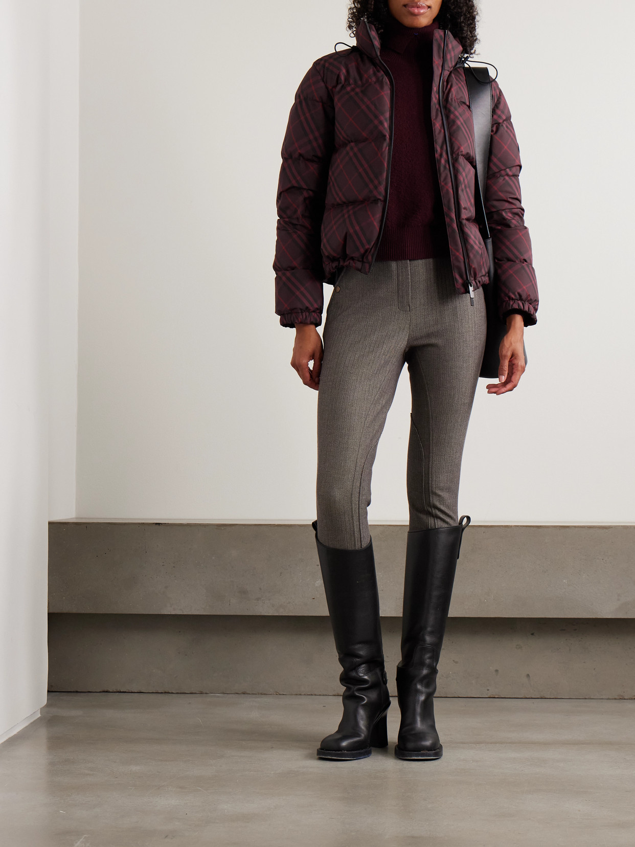 Burberry Hooded Checked Quilted Shell Jacket In Red