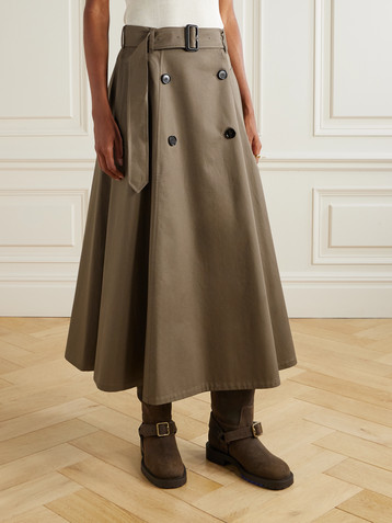 Burberry Belted cotton-gabardinel midi skirt