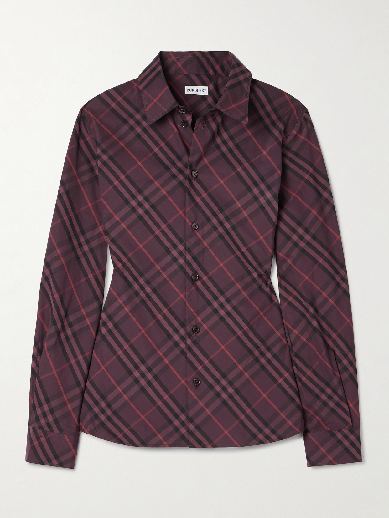 Burberry Checked Cotton-poplin Shirt In Purple