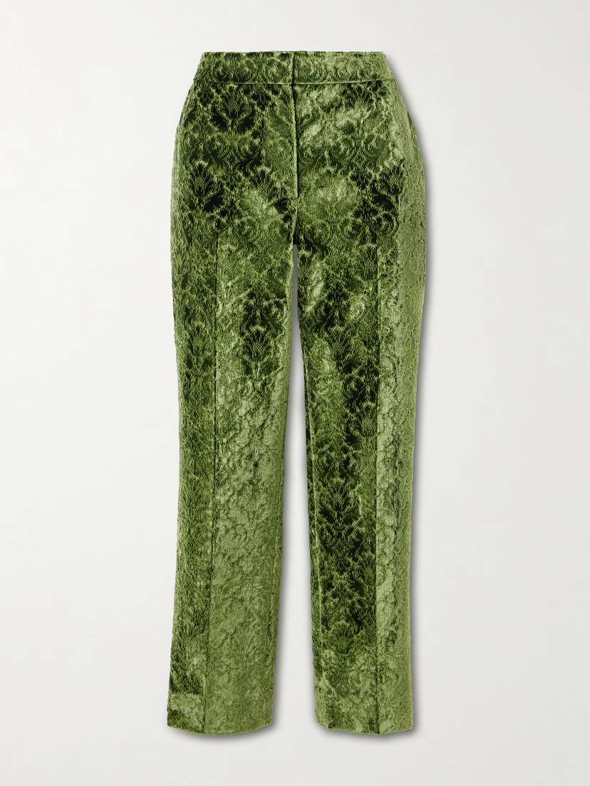 Burberry Velvet-jacquard Straight-leg Pants