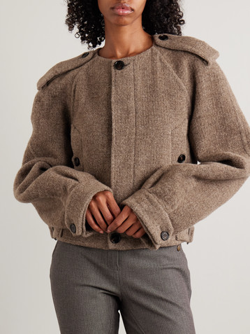 Burberry Fringed scarf-detailed llama hair-blend jacket