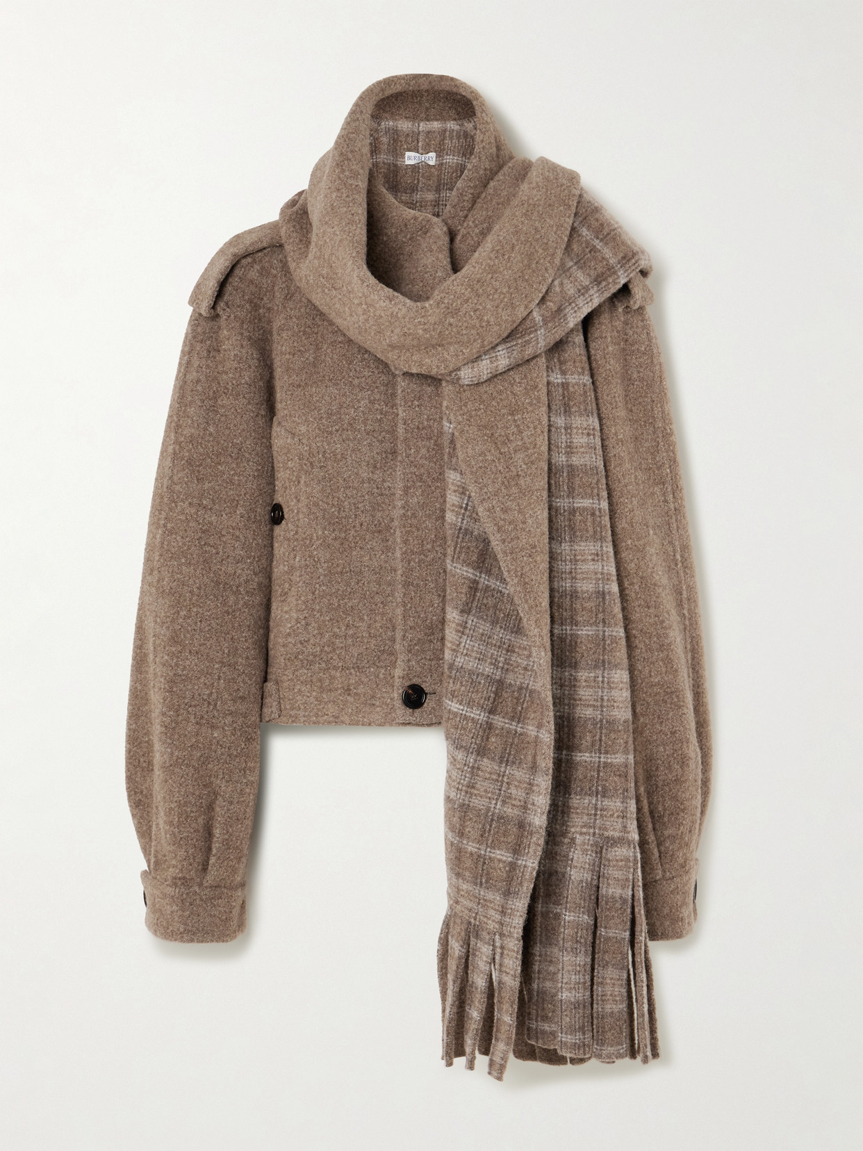 Burberry Wool-blend Jacket With Scarf In Black