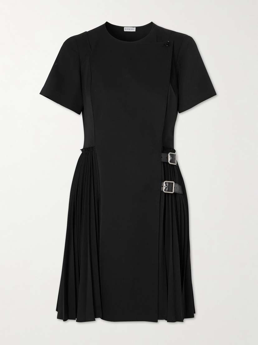 Burberry Buckle-embellished Pleated Twill Mini Dress