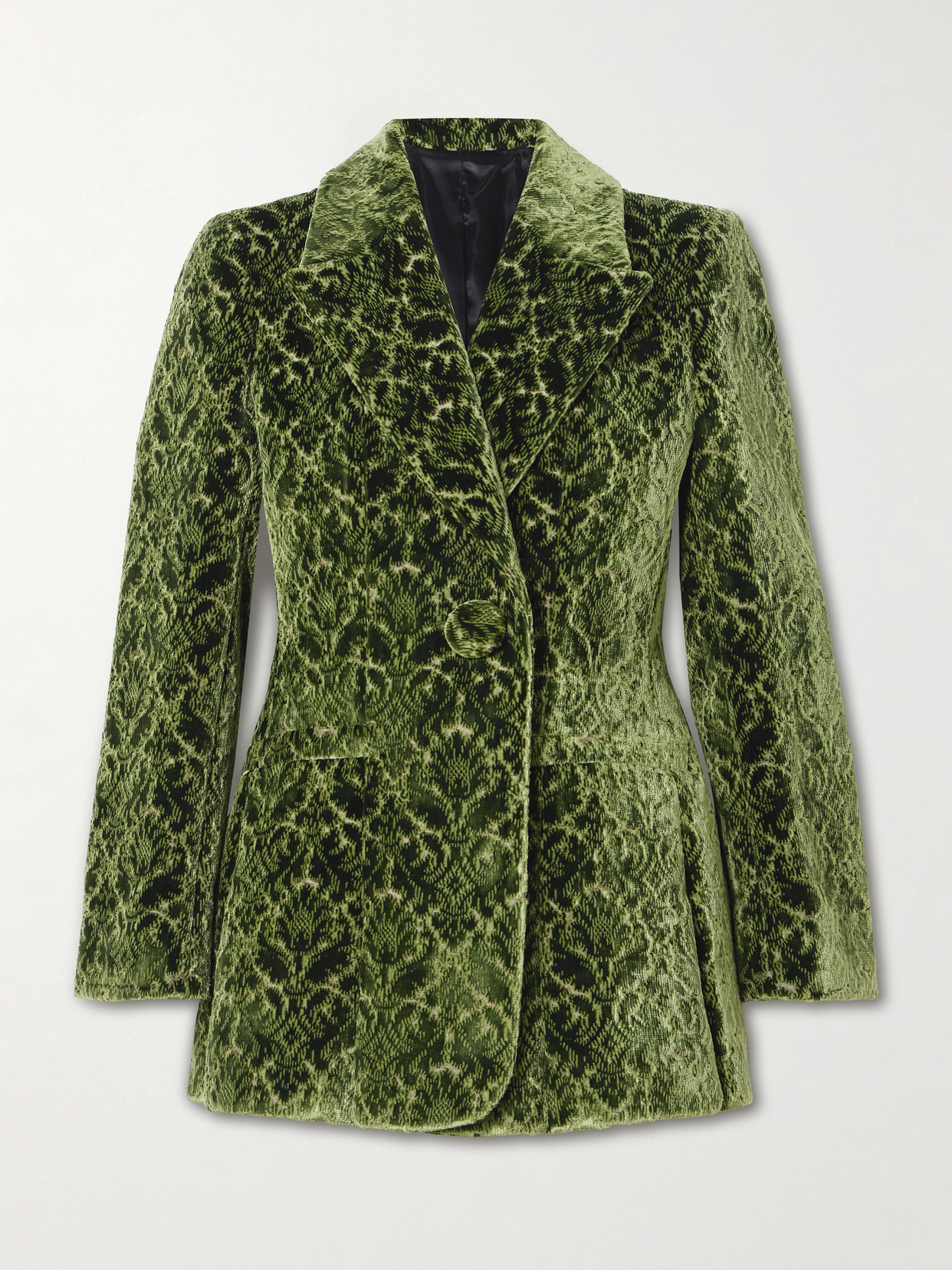 Burberry Velvet-jacquard Blazer In Green