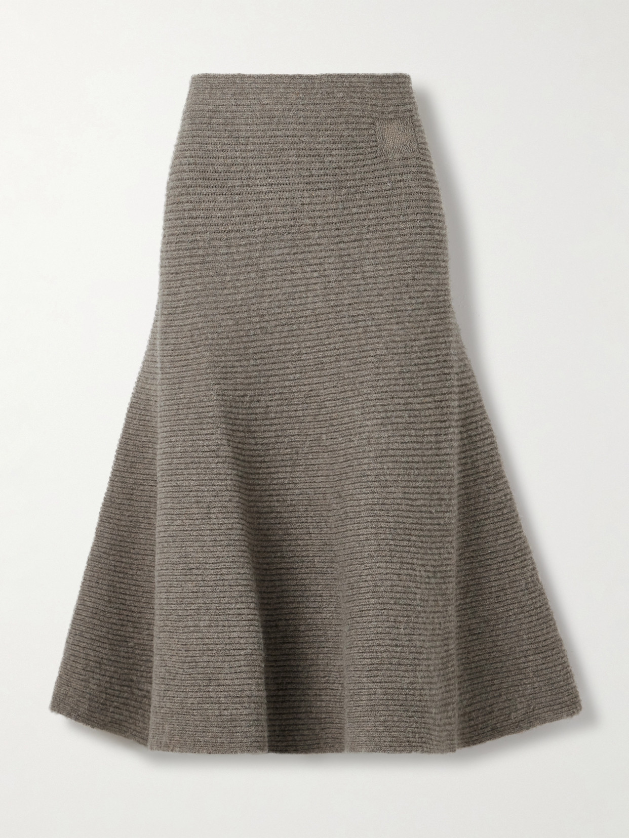 Burberry Ribbed Wool-blend Midi Skirt In Gray