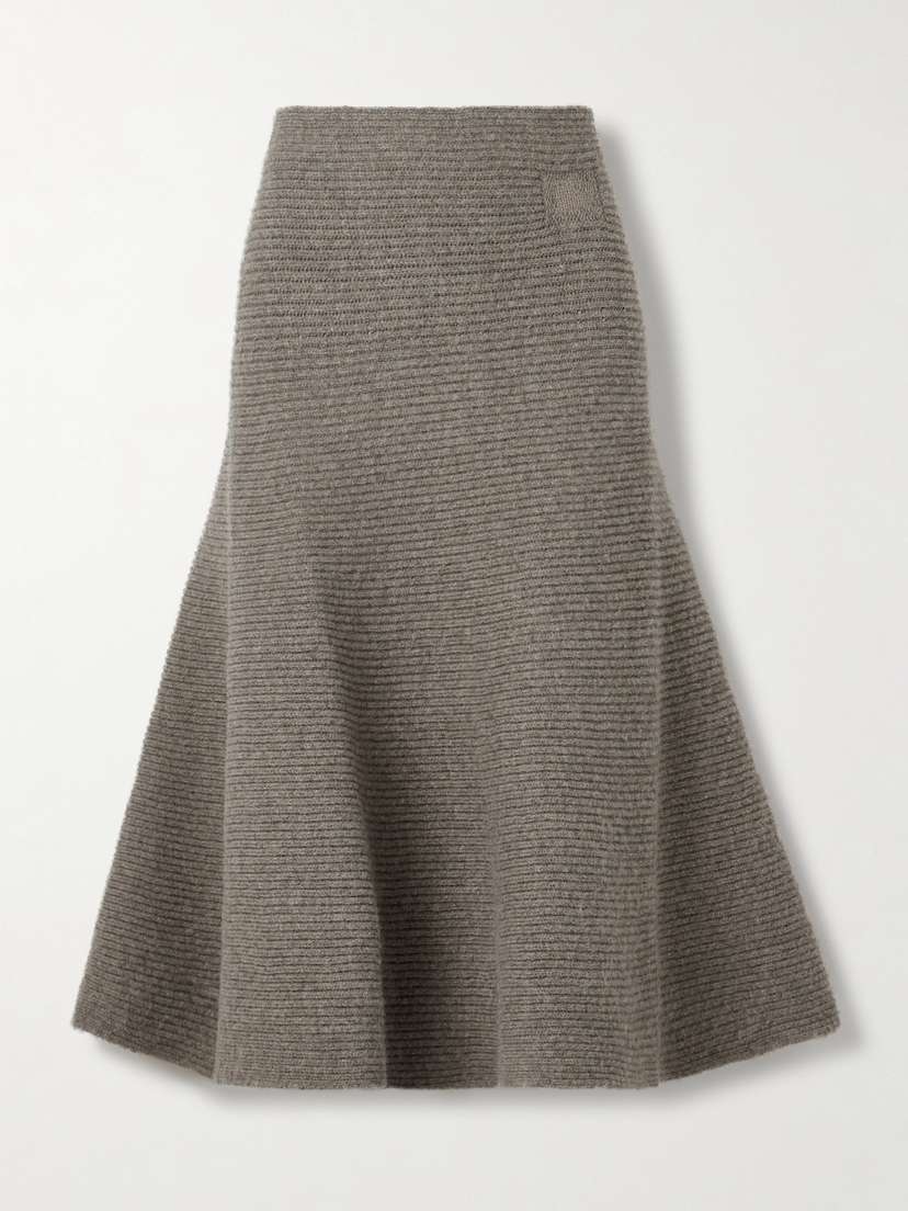 Burberry Ribbed Wool-blend Midi Skirt