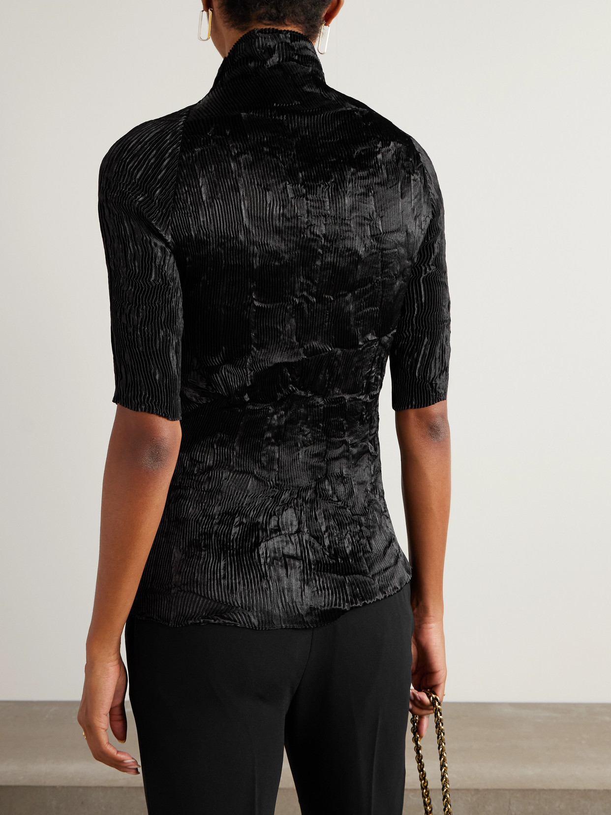 Dahlia Crinkled Plissé-Satin Blouse