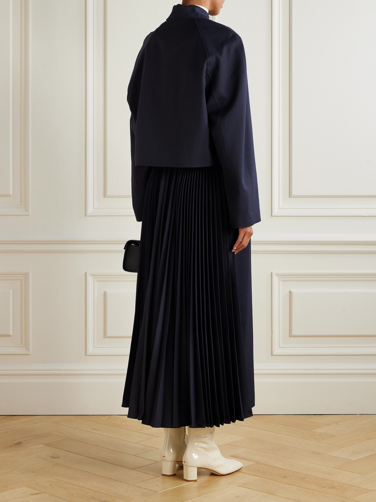 Fforme Lennox Belted Pleated Twill Trench Coat In Blue