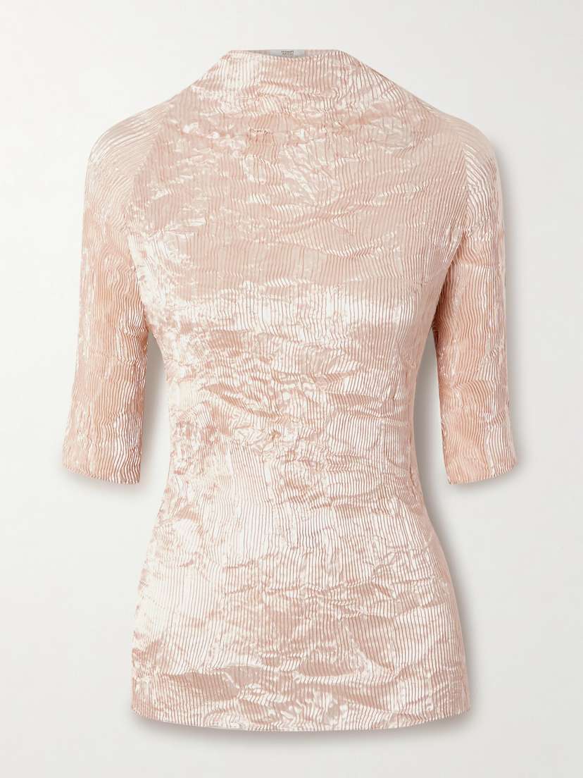 FFORME Dahlia Crinkled Plissé-satin Blouse