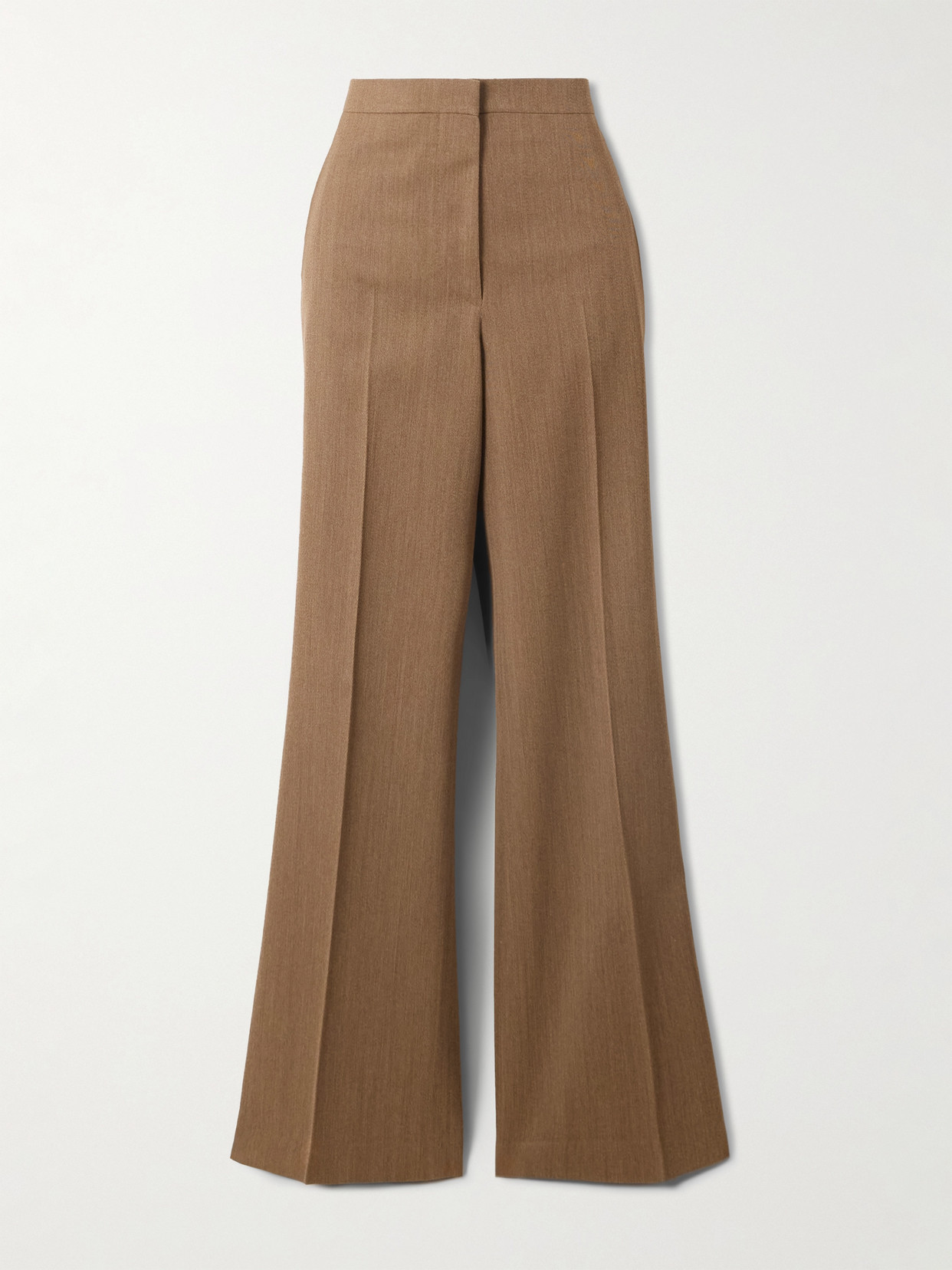 Fforme Agel Tailored Wide Leg Virgin Wool Trousers In Brown