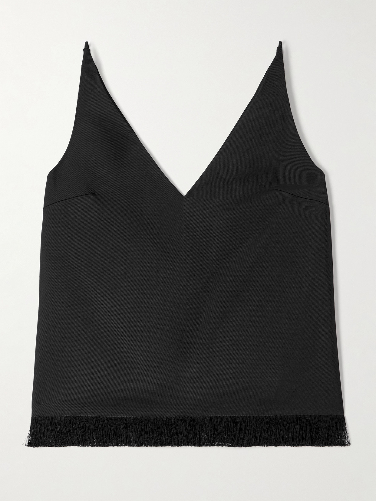 Fforme Emory Fringed Satin Tank In Black