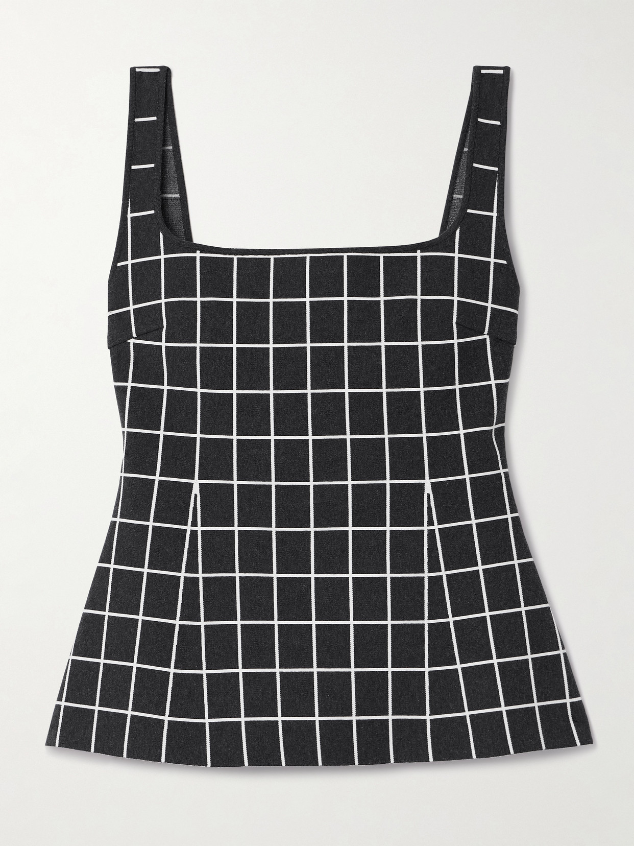 High Sport Inna Windowpane Cotton-blend Knit Top In Blue