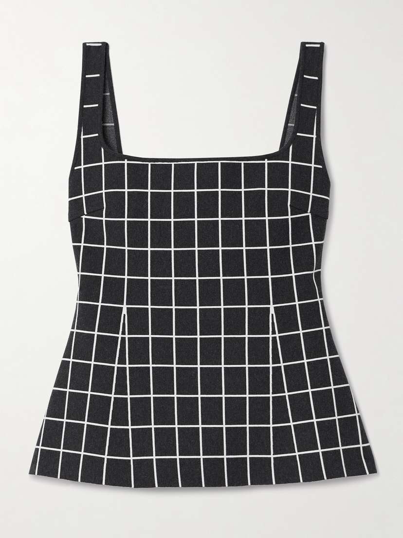HIGH SPORT Inna Checked Cotton-blend Tank