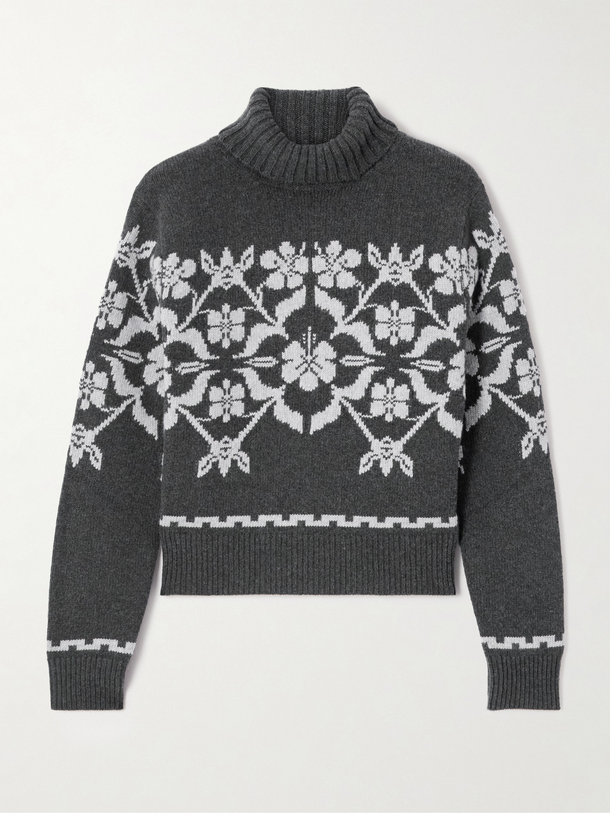 High Sport Fair Isle Wool And Cashmere-blend Turtleneck Sweater In Gray