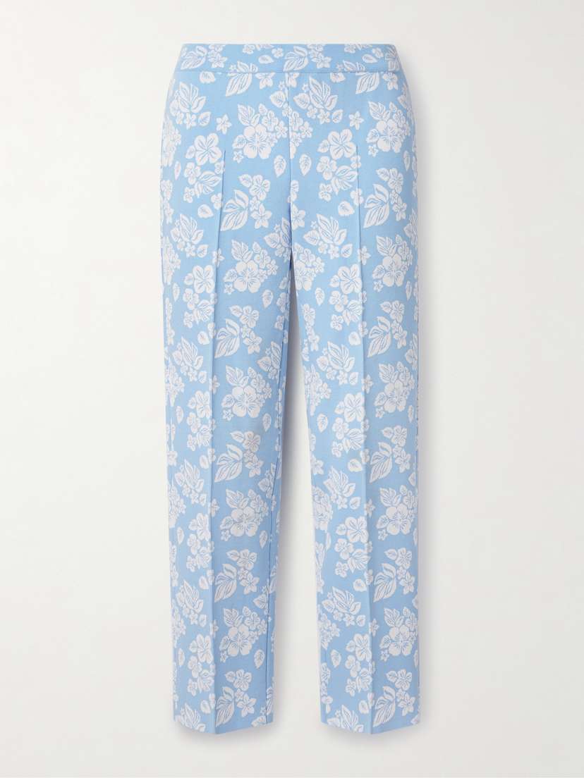 HIGH SPORT Louis Cropped Floral-jacquard Straight-leg Pants