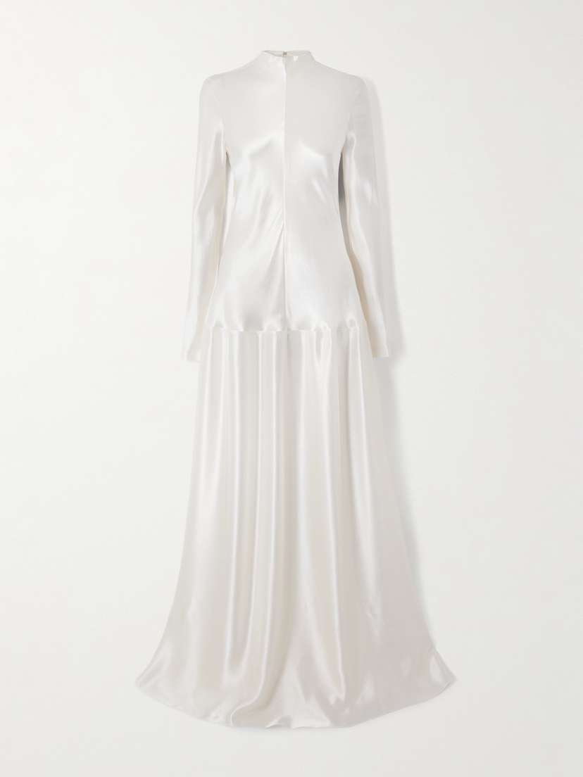 FFORME Mila Pleated Hammered-satin Maxi Dress