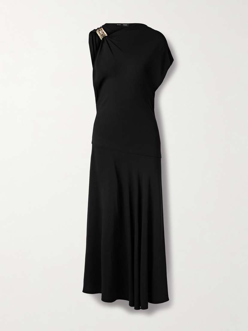 Proenza Schouler Rue Asymmetric Embellished Draped Crepe Dress