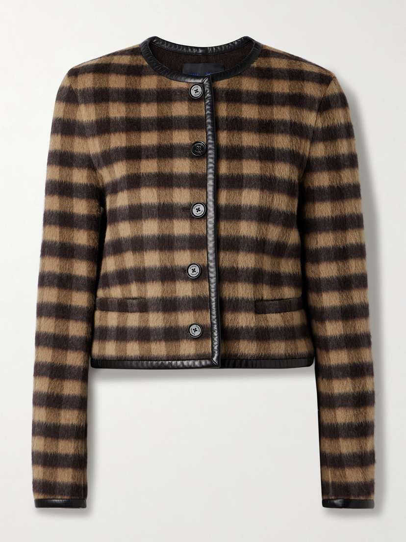 Proenza Schouler Helene Leather-trimmed Checked Brushed Woven Jacket