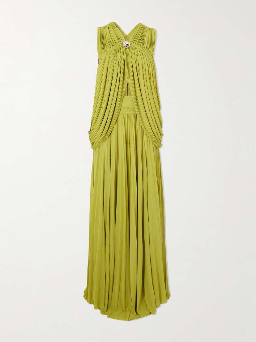 Proenza Schouler Bari Embellished Draped Gauze-jersey Top And Maxi Skirt Set