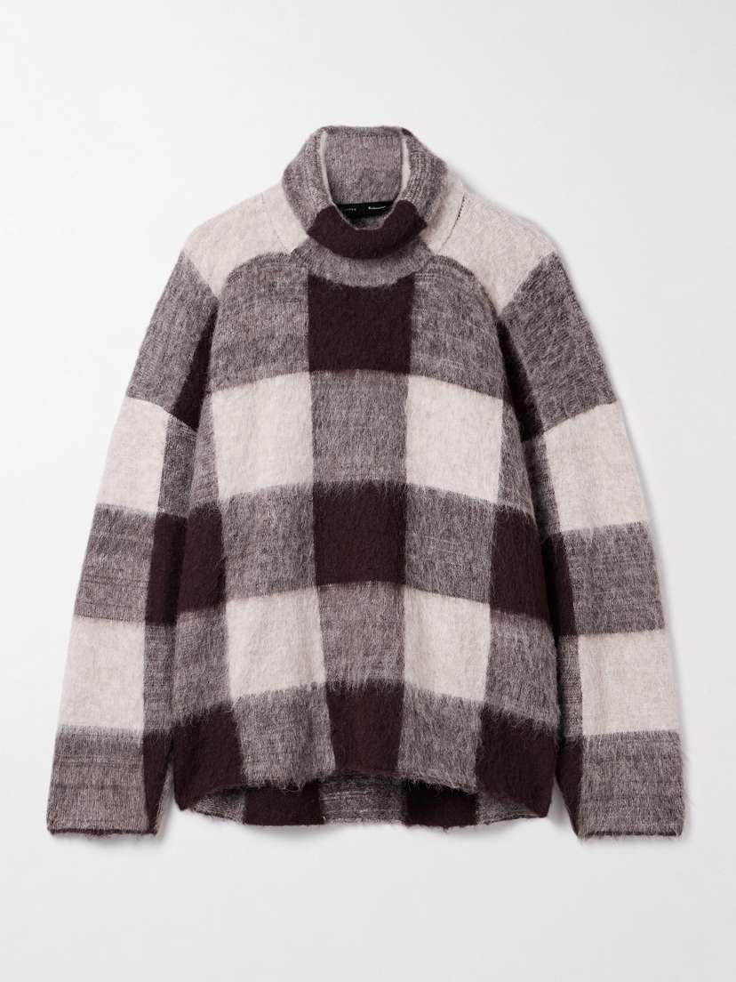 Proenza Schouler Kai Checked Brushed Knitted Turtleneck Sweater
