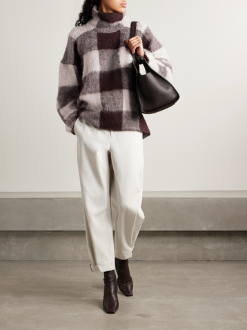 Proenza Schouler Kai checked brushed knitted turtleneck sweater