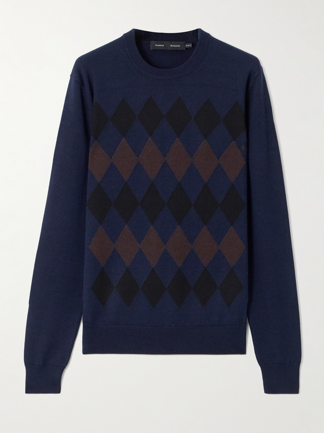 Proenza Schouler Vivian Argyle Wool And Silk-blend Sweater In Blue