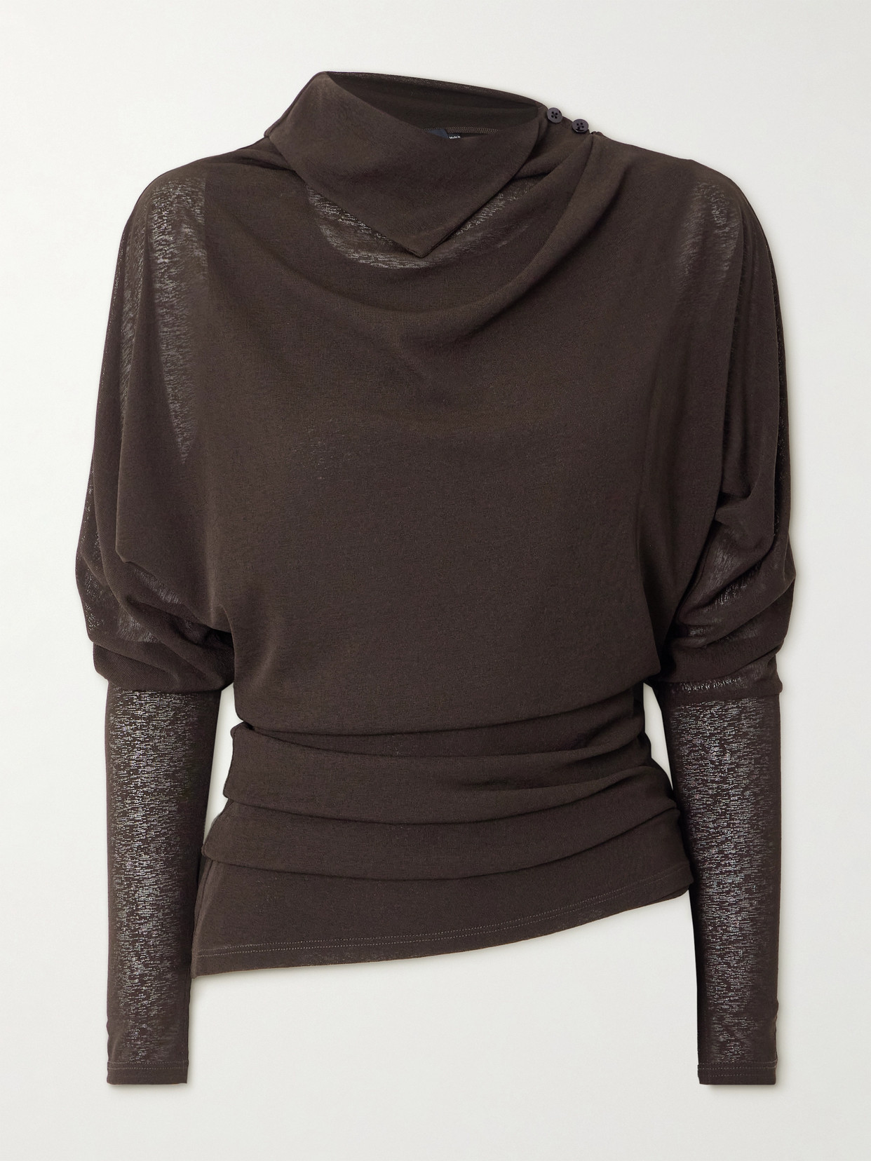 Proenza Schouler Golda Draped Jersey Top In Brown