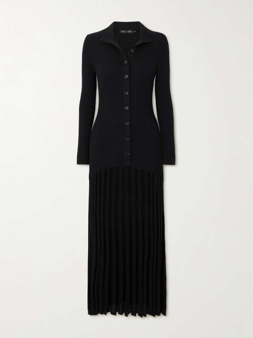 Proenza Schouler Jada Pleated Ribbed-knit Wool Maxi Dress