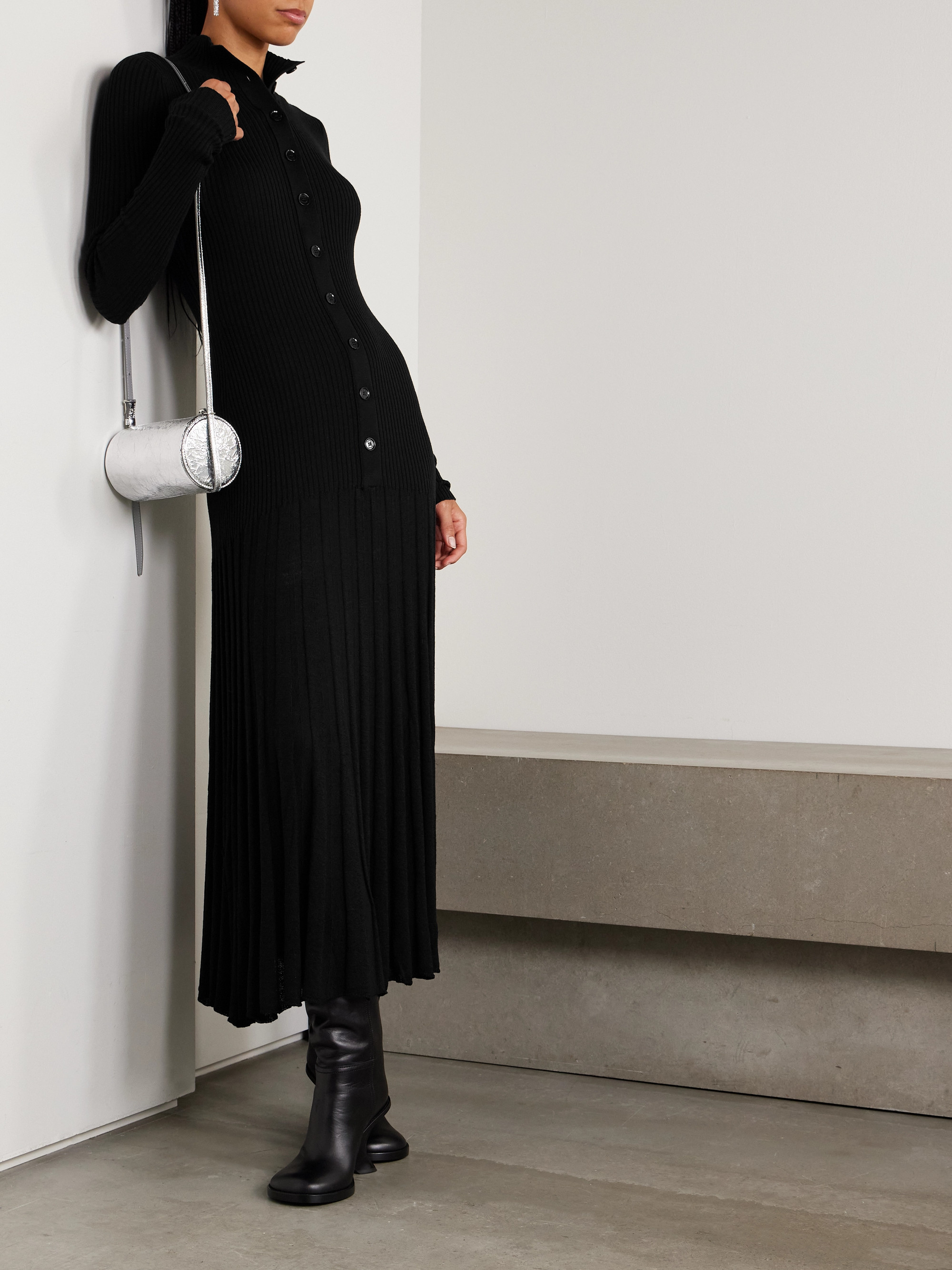 Proenza Schouler - Jada pleated ribbed-knit wool maxi dress | Plush