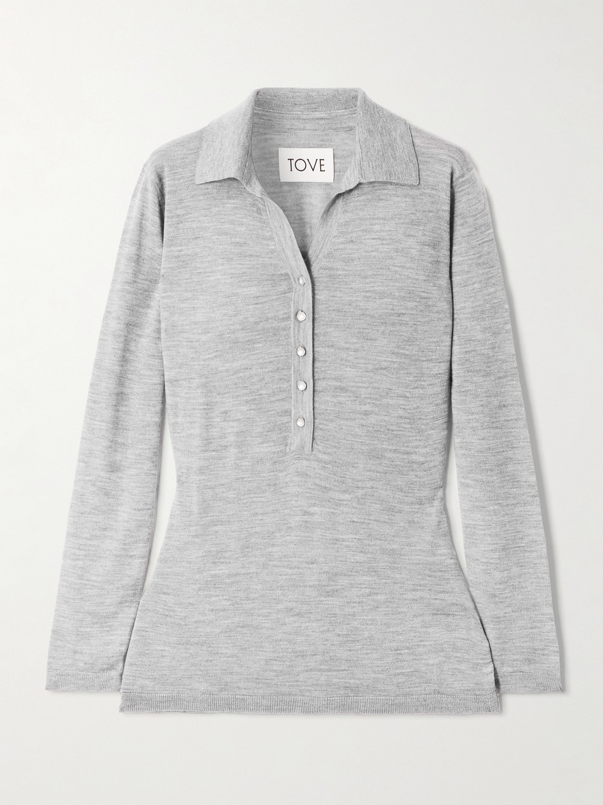 Tove Austine Wool And Silk-blend Polo Shirt In Gray