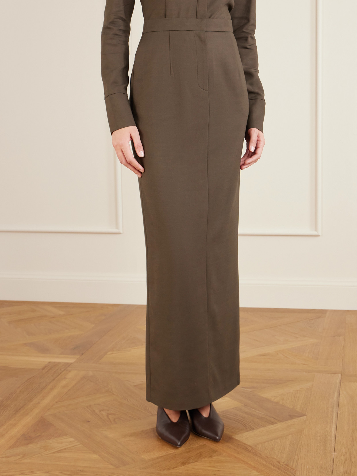 Tove Fey Woven Maxi Skirt In Gray