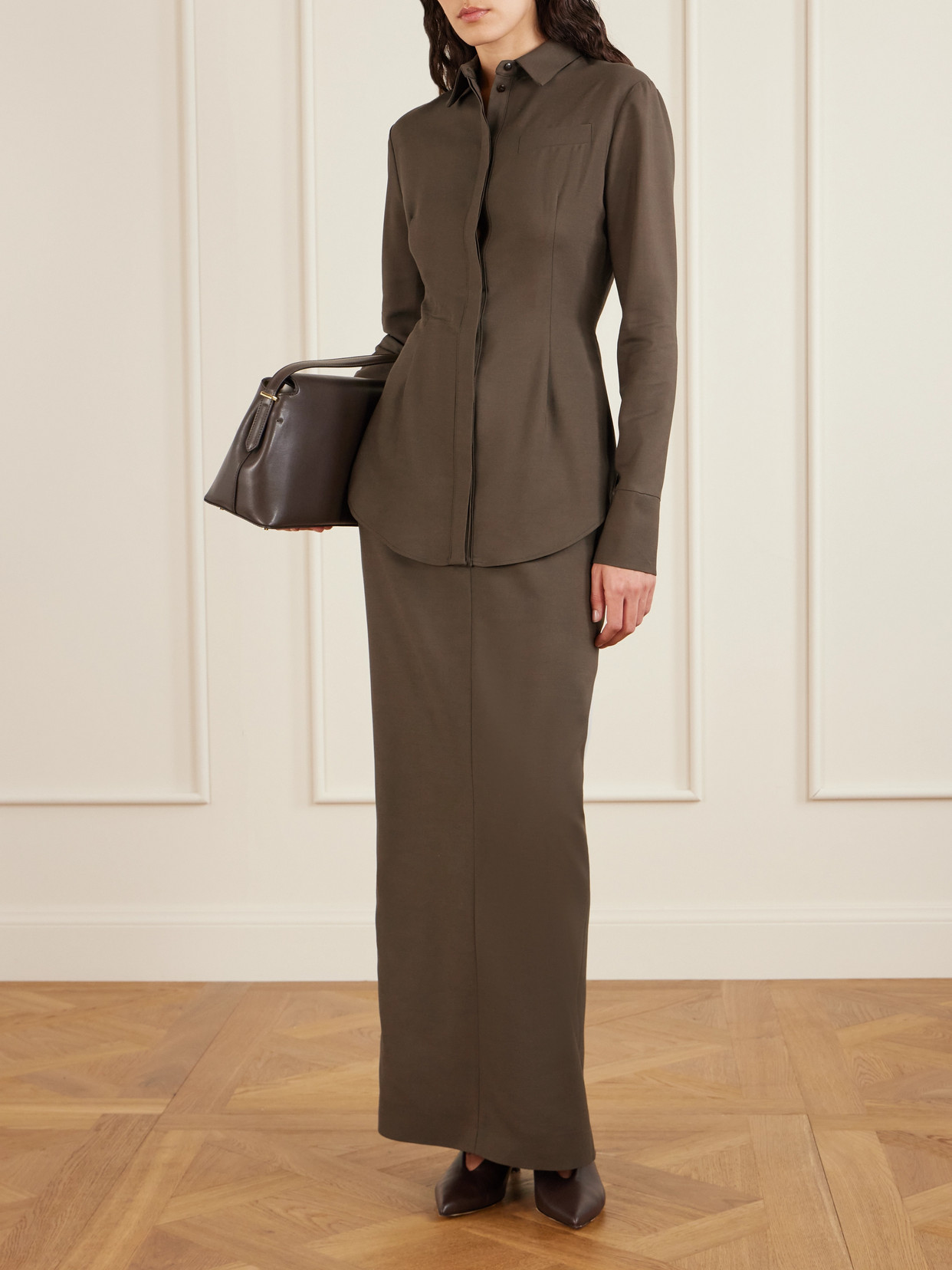 Tove Fey Woven Maxi Skirt In Gray