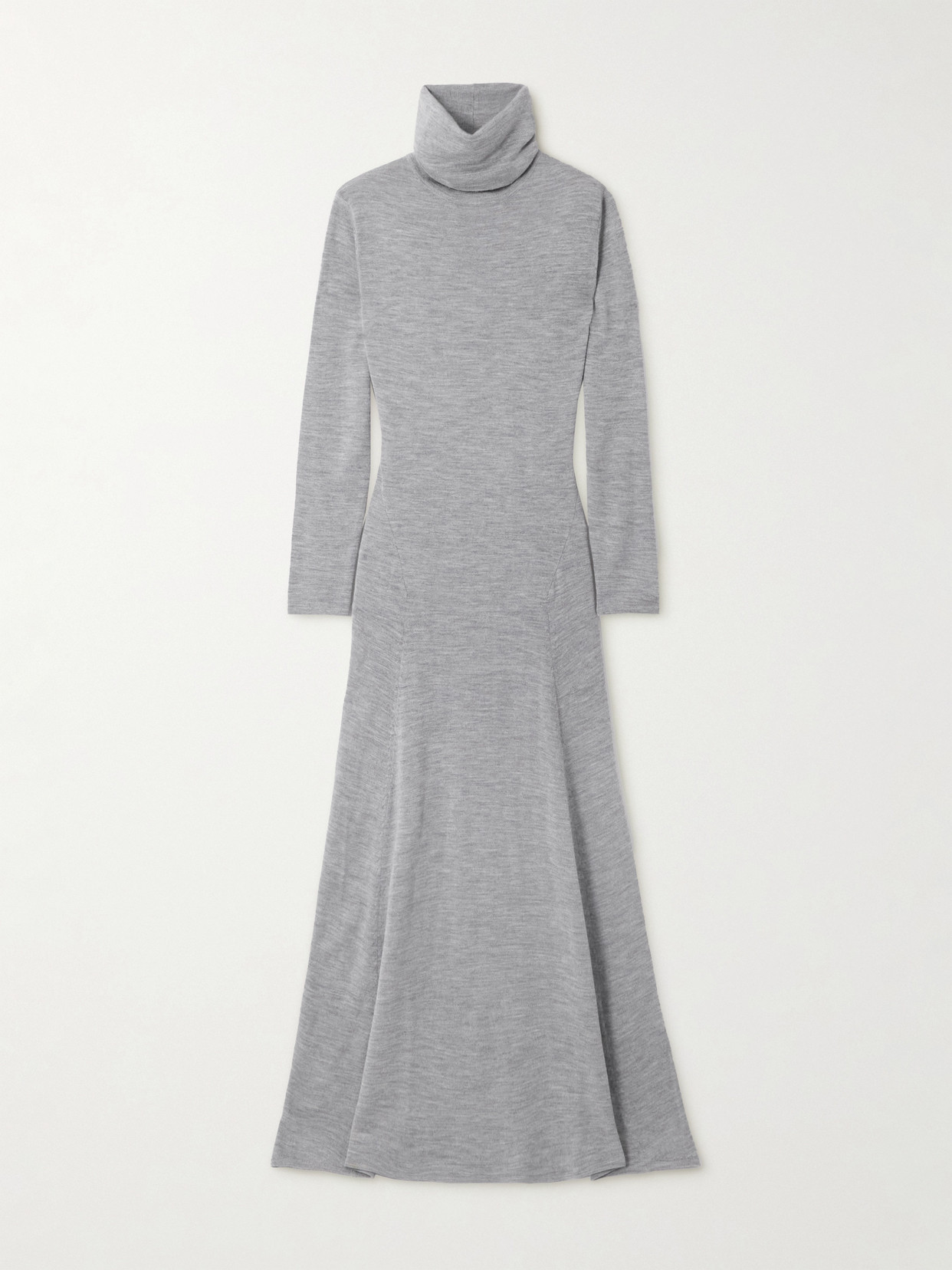 Tove Suzette Wool And Silk-blend Turtleneck Midi Dress In Gray