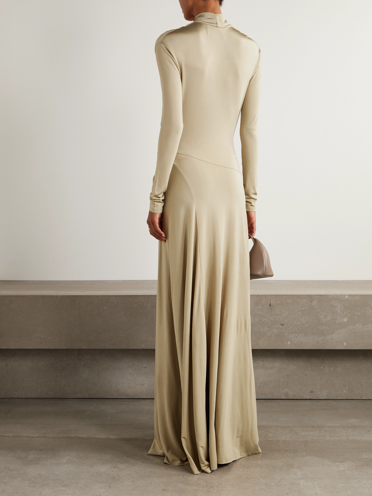 Tove Vevina Draped Pleated Jersey Maxi Dress In Green