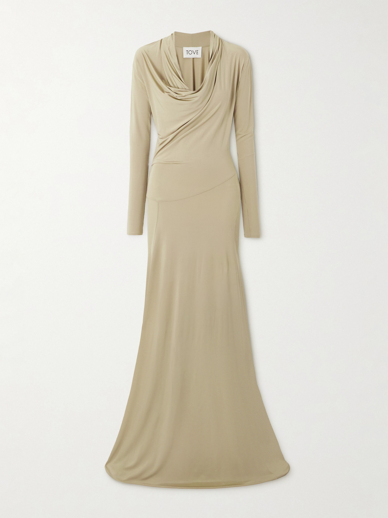 Tove Vevina Draped Pleated Jersey Maxi Dress In Green