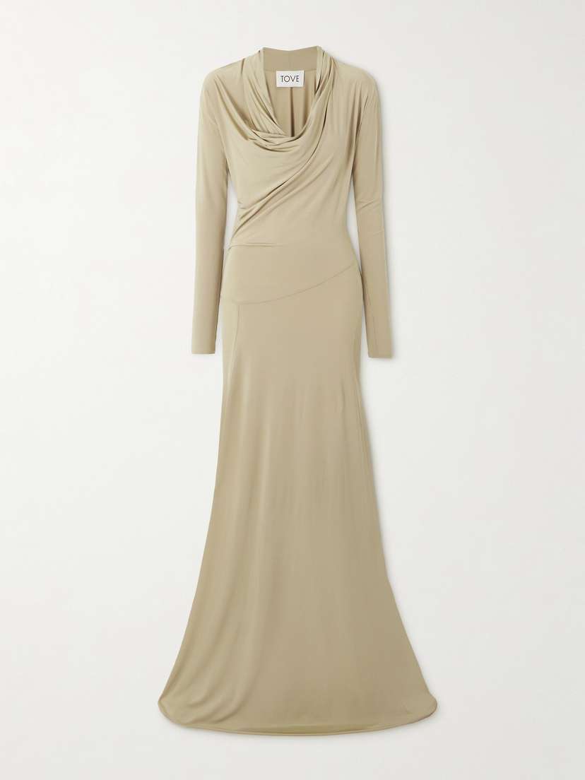 Tove Vevina Draped Pleated Jersey Maxi Dress