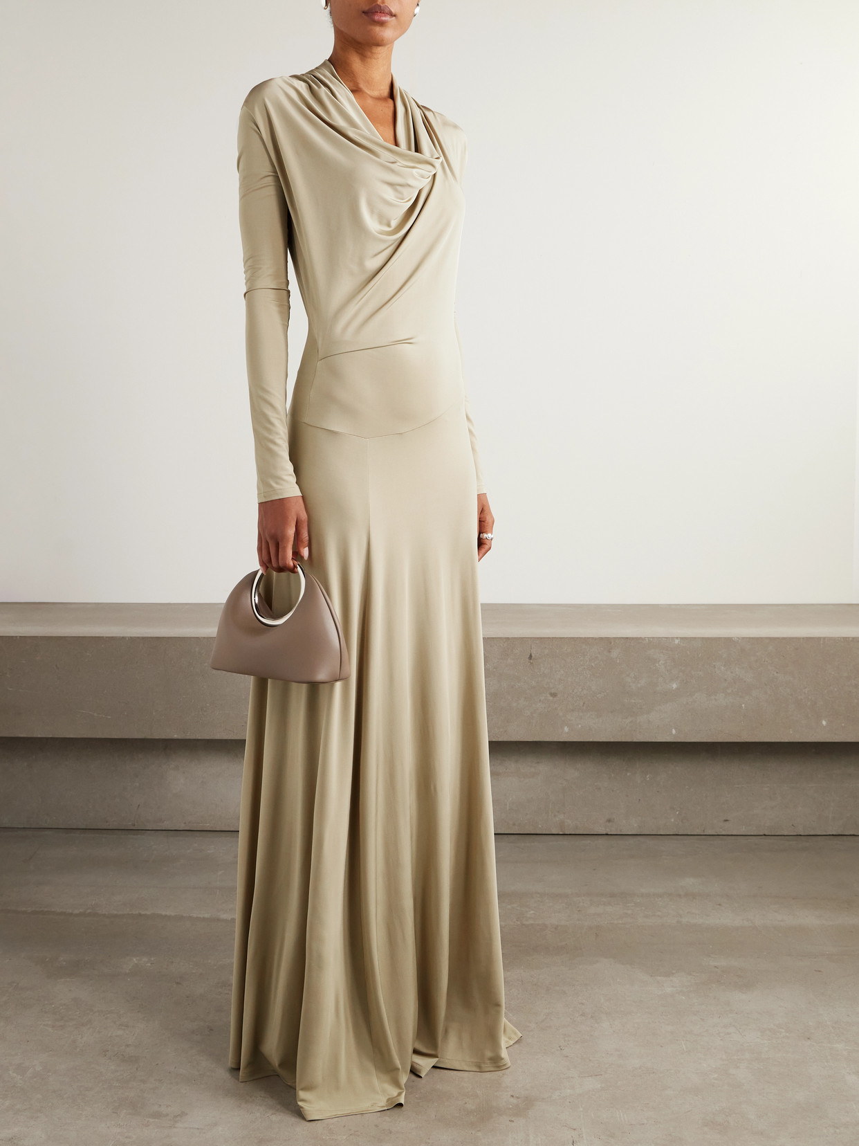 Tove Vevina Draped Pleated Jersey Maxi Dress In Green