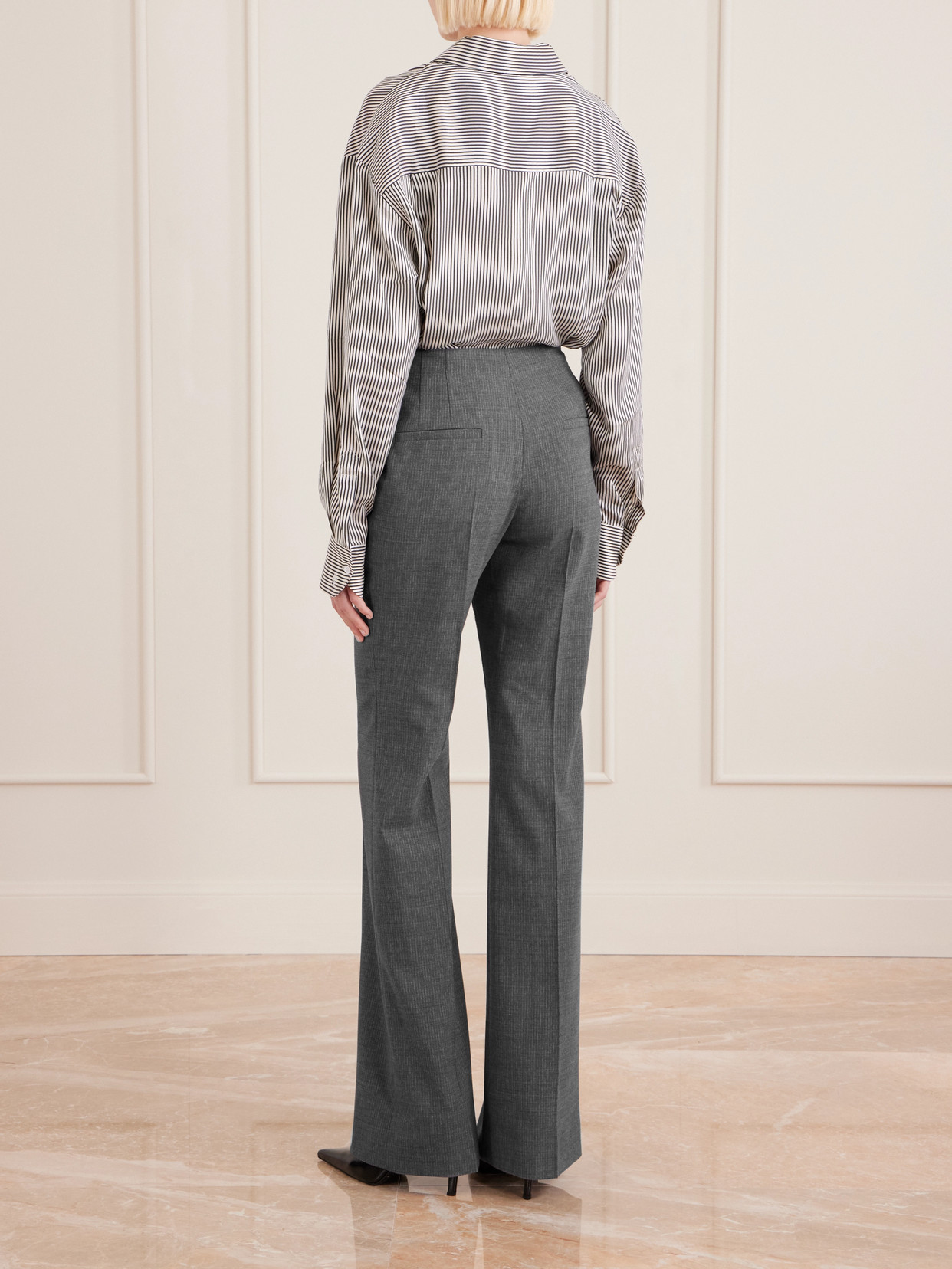Tove Lora Woven Flared Trousers In Gray
