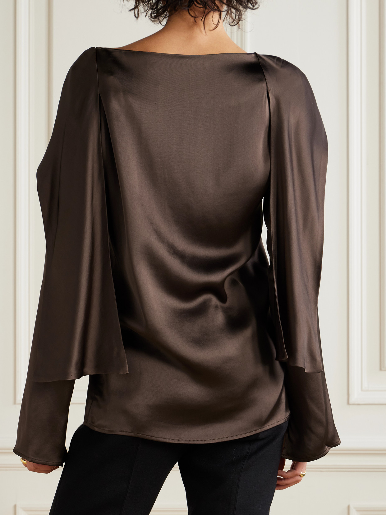 Tove Caris Draped Satin Top In Brown
