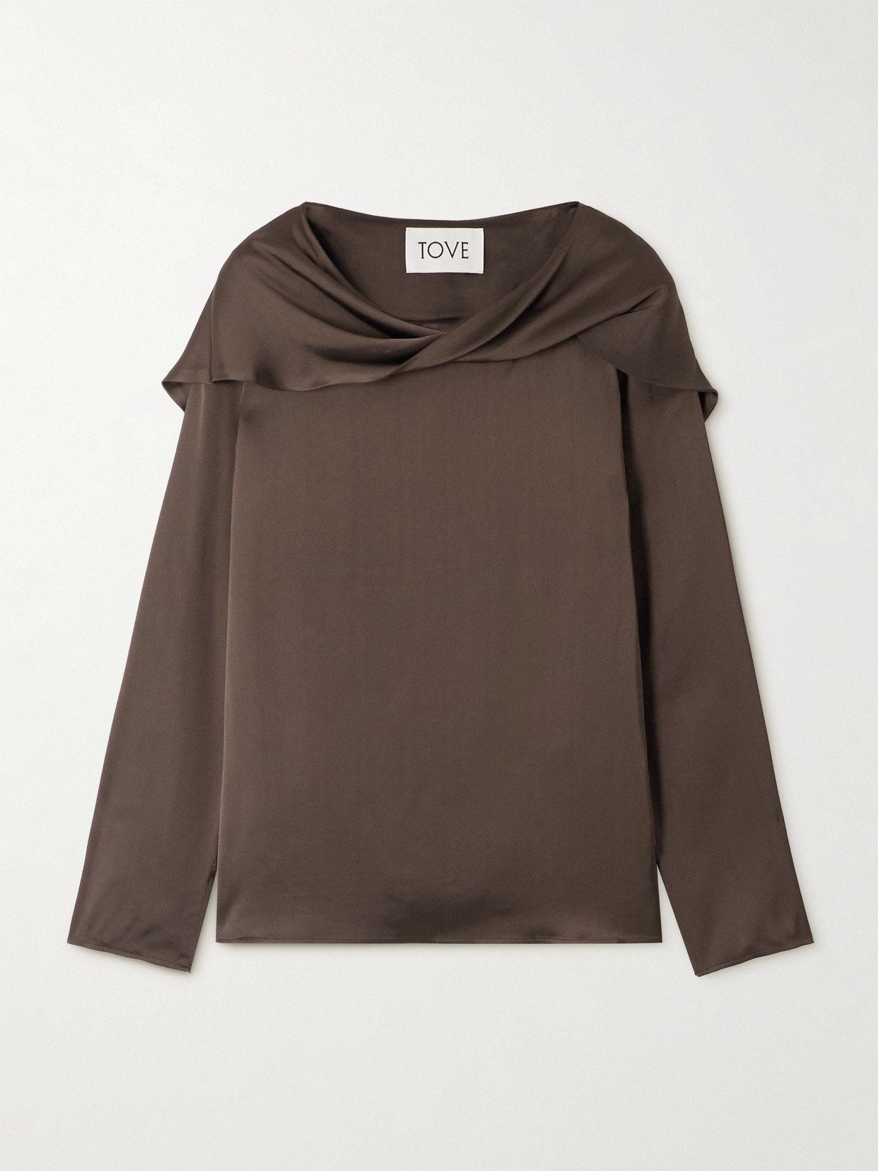 Tove Caris Draped Satin Top In Brown