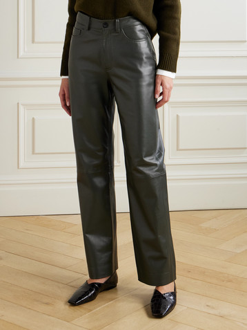 TOVE Yeal paneled leather straight-leg pants