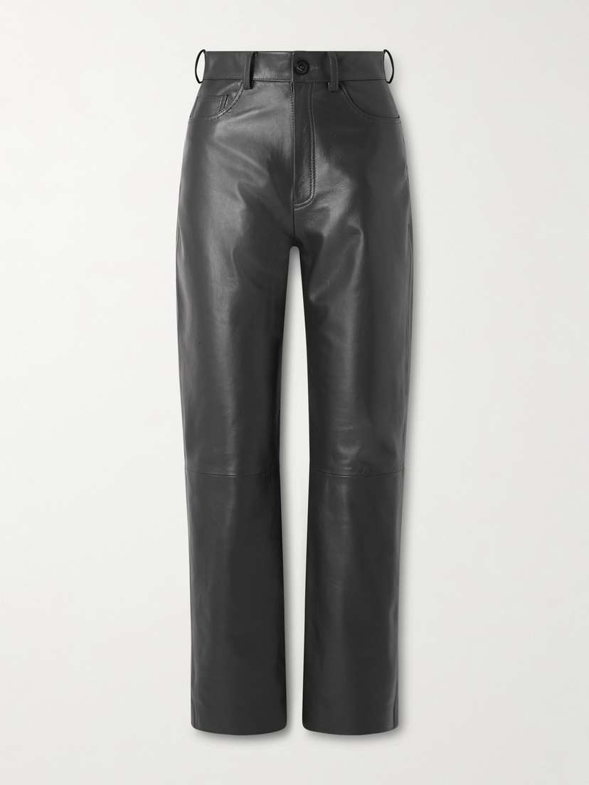 Tove Yeal Paneled Leather Straight-leg Pants
