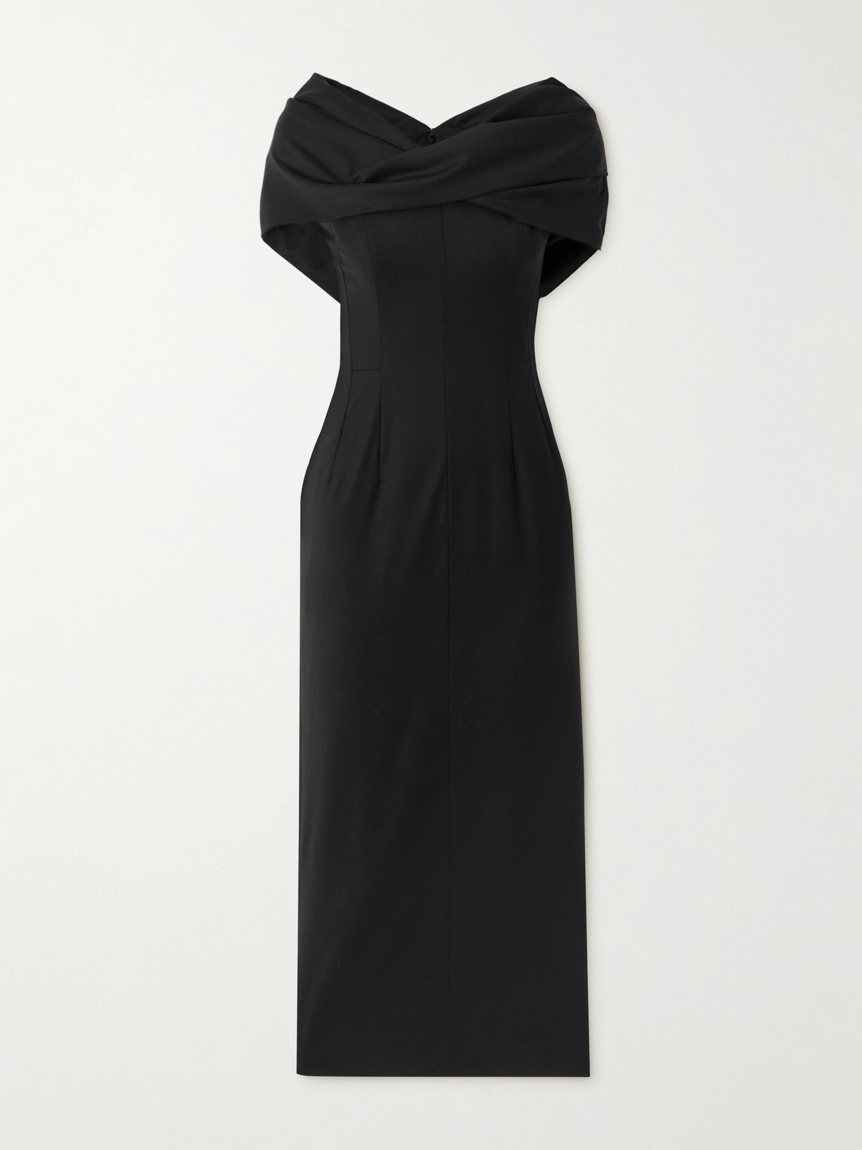Tove Perrine Twisted Wool-blend Maxi Dress In Black
