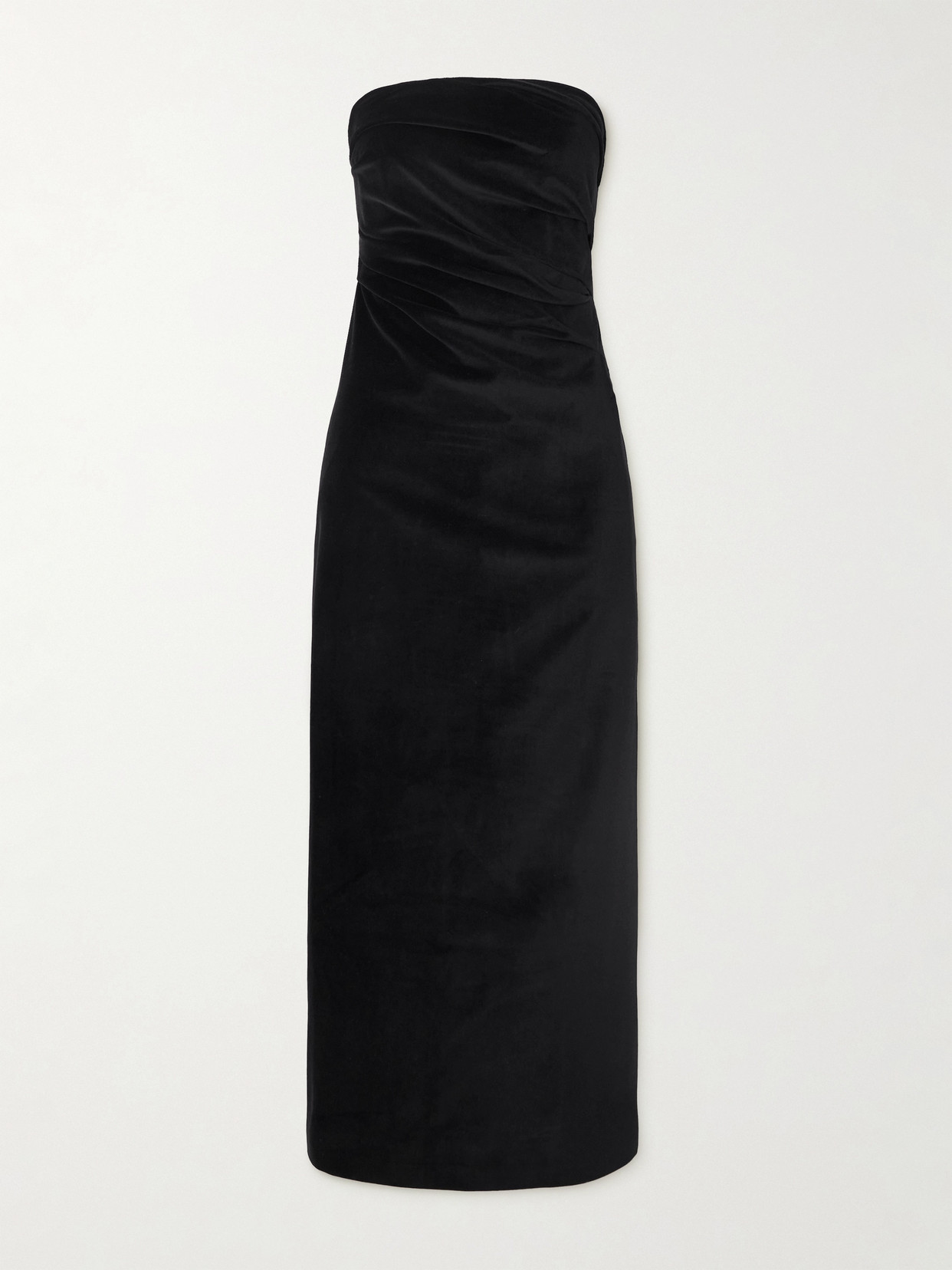 Tove Sabella Strapless Gathered Linen Midi Dress In Black