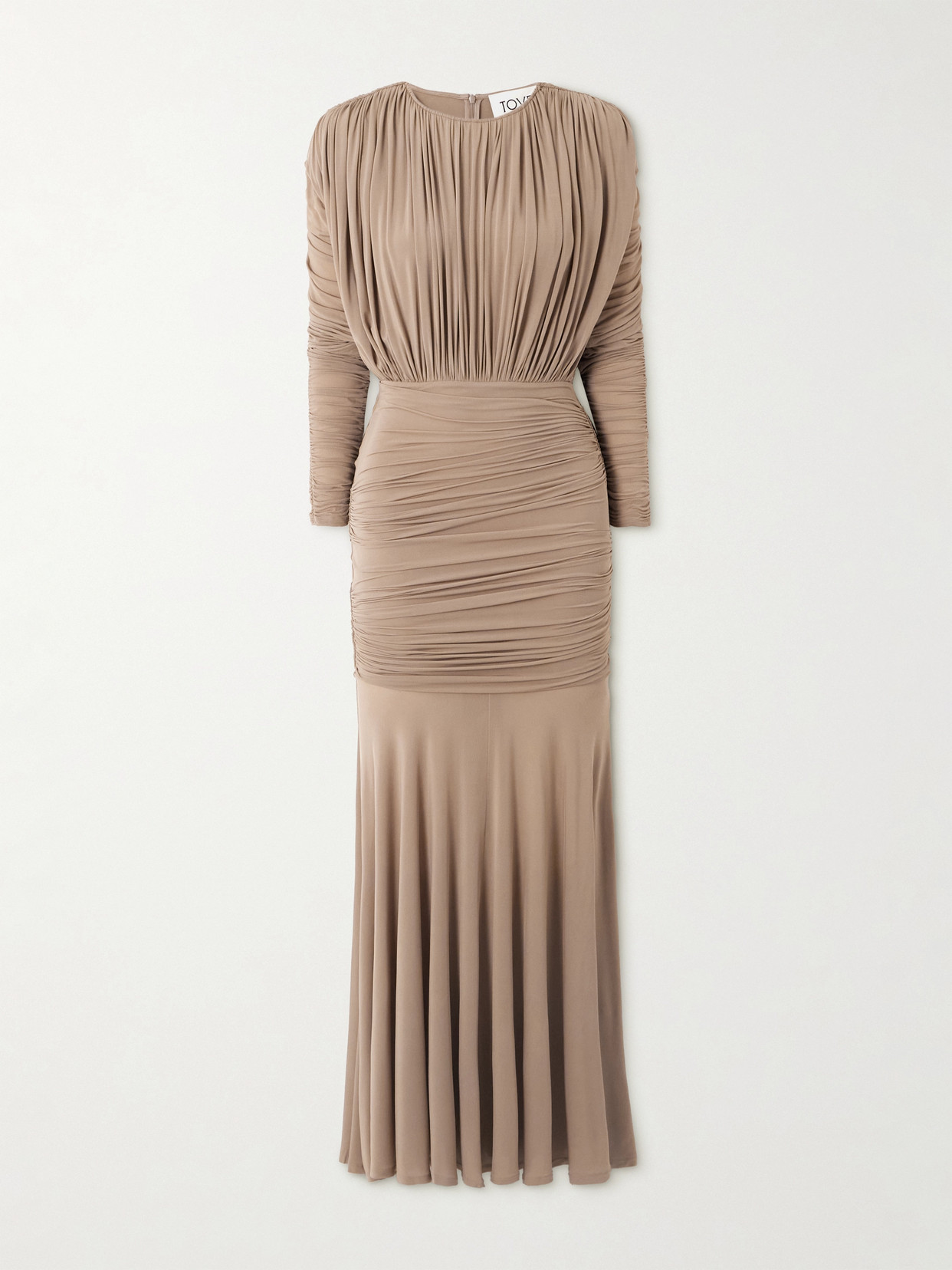 Tove Sorrel Gathered Jersey Maxi Dress In Gold